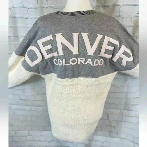 NEW SPIRIT JERSEY Sweatshirt Oversized Womens Size XS Sherpa Fleece DENVER CO - Picture 2 of 12